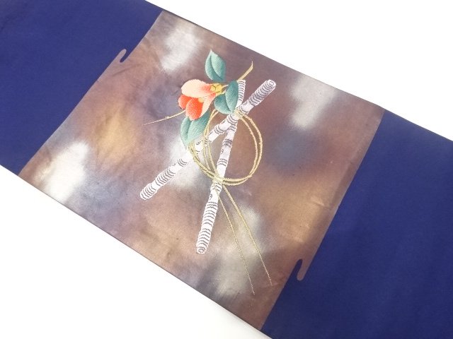JAPANESE NAGOYA OBI / WOVEN CAMELLIA